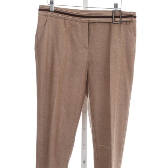 Missoni Italy Virgin Wool Tan Trousers Belt Hem Slit IT 46 US 10–12 Elegant Fit - Picture 6 of 10